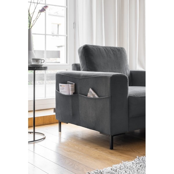 Tamno siva fotelja od samta Lofty Lilly – Miuform-image-3