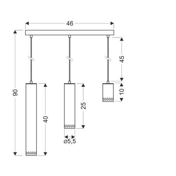 Visilica s metalnim sjenilom u crno-zlatnoj boji 6x46 cm Tubo - Candellux Lighting-image-2