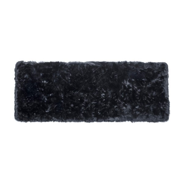 Crni tepih od ovčje vune Royal Dream Zeland Long, 70 x 190 cm