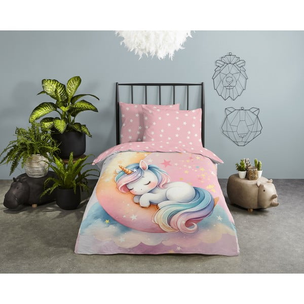 Ružičasta pamučna dječja posteljina za krevet za jednu osobu 140x200 cm Molly – Good Morning-image-1