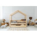 Dječji krevet od masivnog bora u obliku kućice/s dodatnim ležajem s prostorom za pohranu 120x200 cm u prirodnoj boji Mila RMW – Adeko