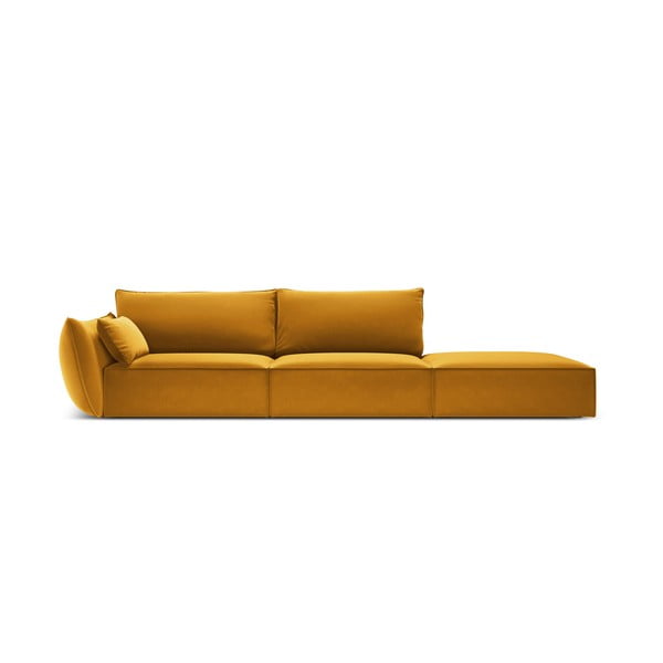 Senf žuta baršunasta sofa s lijevim kutom 264 cm Vanda – Mazzini Sofas