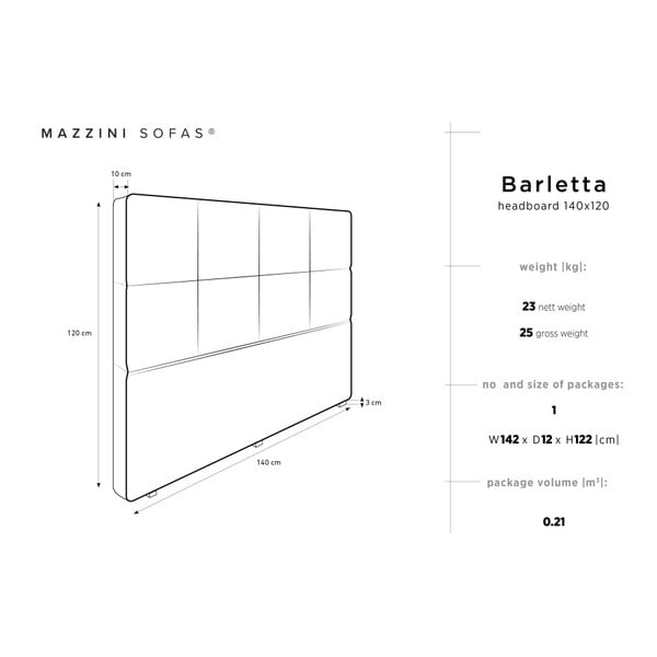 Krem uzglavlje Mazzini Sofas Barletta, 140 x 120 cm-image-4