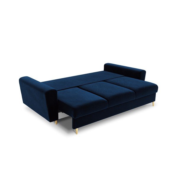 Plava baršunasti sklopiva/s prostorom za odlaganje sofa 235 cm Kyoto – Cosmopolitan Design-image-2