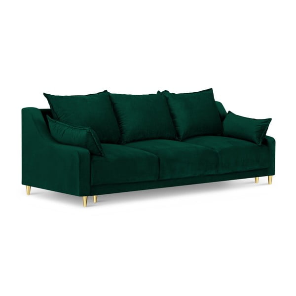 Zeleni kauč na razvlačenje s prostorom za odlaganje Mazzini Sofas Pansy, 215 cm