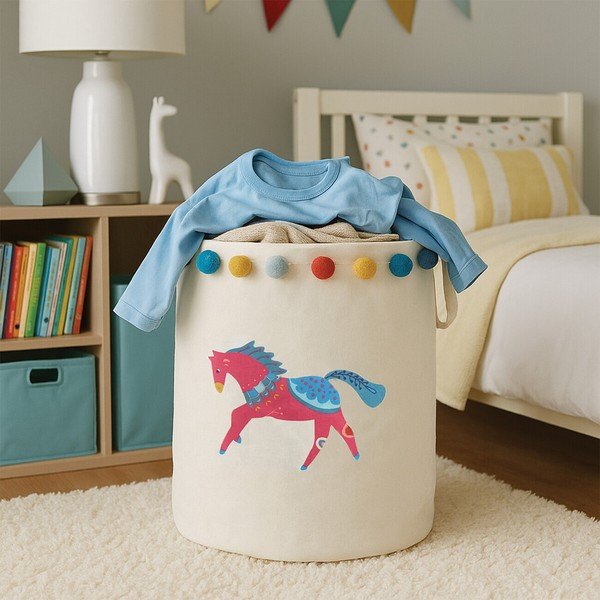 Bijela tekstilna dječja kutija za pohranu ø 38x48 cm Mimo Eclectic Horse – Premier Housewares-image-2
