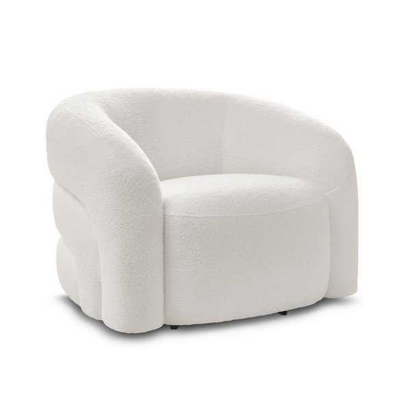 Bijela okretna fotelja od bouclé tkanine Elina – Bobochic Paris-image-2