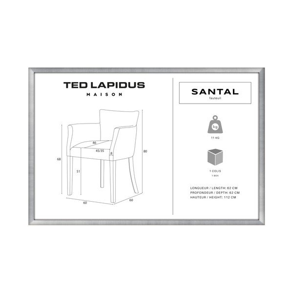Cigla crvena stolica s tamnosmeđim nogama od bukve Ted Lapidus Maison Santal-image-4