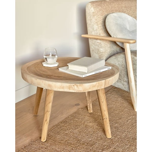 Okrugao pomoćni stol od masivnog drva munggura ø 65 cm Wellcres – Kave Home-image-1