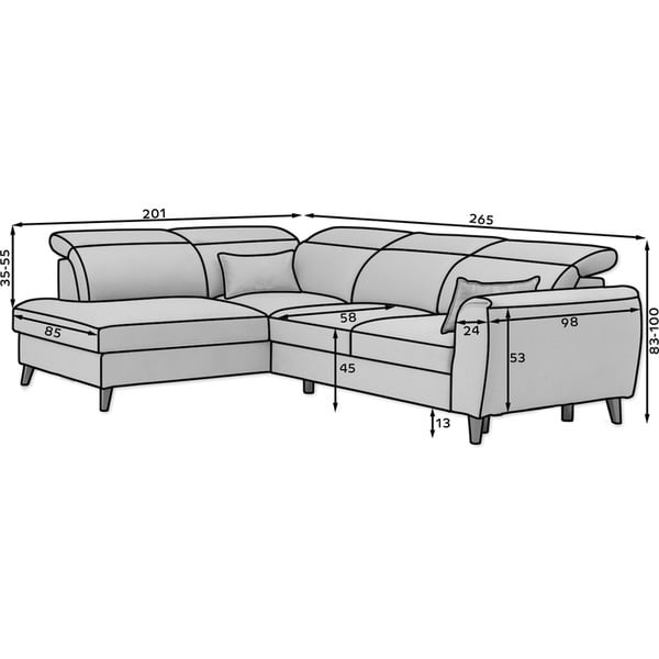 Bež baršunasti sklopiva/s prostorom za odlaganje kutna garnitura (s desnim kutom/u obliku slova L) Noble – ELTAP-image-3