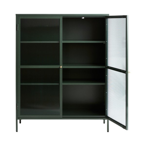 Zelena metalna vitrina Unique Furniture Bronco, visina 140 cm-image-3