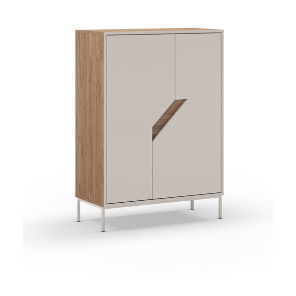 Krem/u prirodnoj boji komoda u dekoru hrasta 85x120x40 cm Lilou – Marckeric-image-2