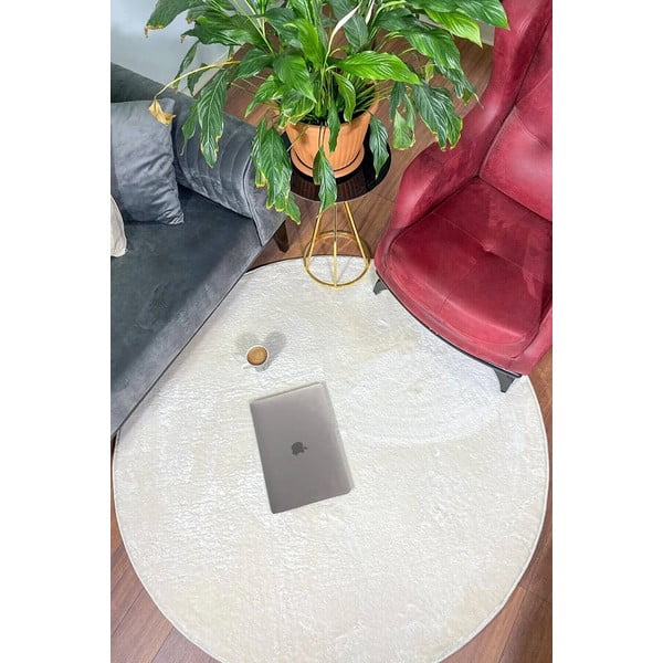 Bijeli perivi okrugli tepih ø 100 cm Pelush White – Mila Home-image-1