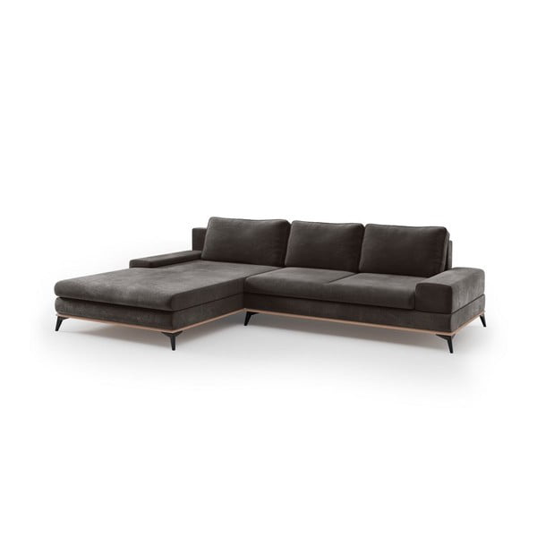 Tamnosmeđa baršunasta kutna garnitura Windsor & Co Sofas Astre, lijevi kut-image-2