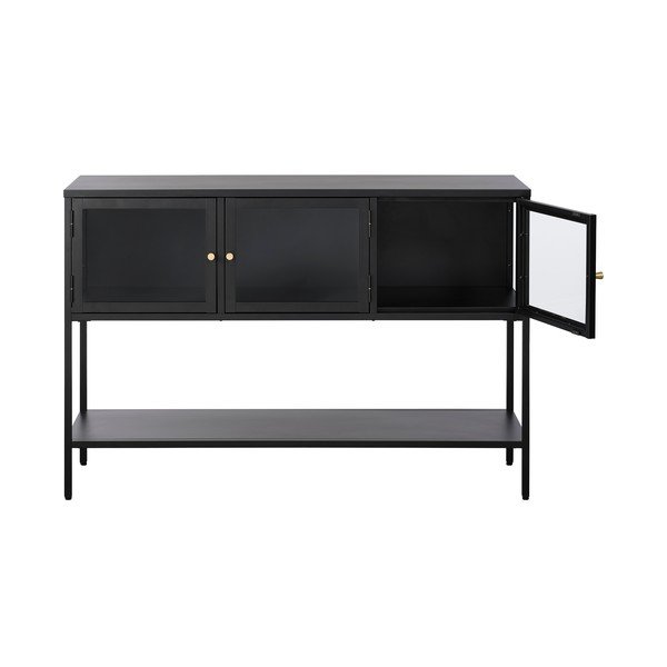 Crna metalna vitrina 132x88 cm Carmel – Unique Furniture-image-2