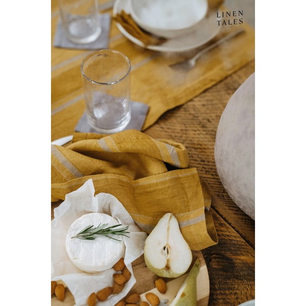 Laneni stolnjak 140x140 cm Amber Bronze Stripes – Linen Tales-image-3
