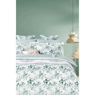 Bijela/zelena posteljina za bračni krevet/za produženi krevet od renforce pamuka s uključenom plahtom/4-dijelna 200x220 cm – Mila Home
