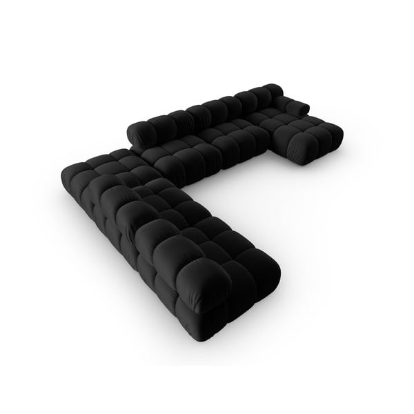 Crna baršunasta sofa 379 cm Bellis – Micadoni Home-image-4