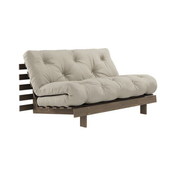 Sivo-bež lanena sklopiva sofa 140 cm Roots Carob – Karup Design