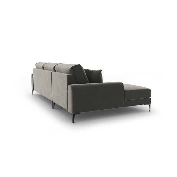 Svijetlosiva baršunasta kutna garnitura Mazzini Sofas Madara, lijevi kut-image-3