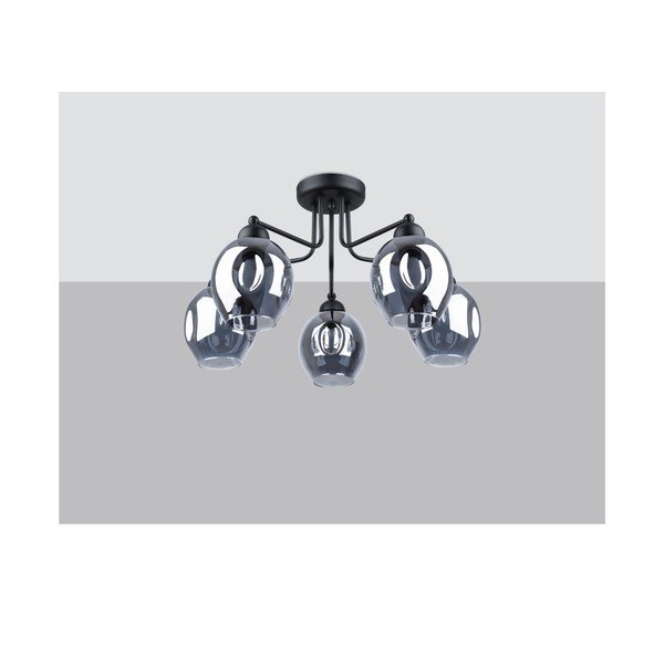 Crna stropna svjetiljka sa staklenim sjenilom 59x59 cm Garten – Sollux-image-2