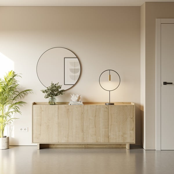 Komoda u dekoru hrasta u prirodnoj boji 180x80x40 cm Daira – Marckeric-image-1