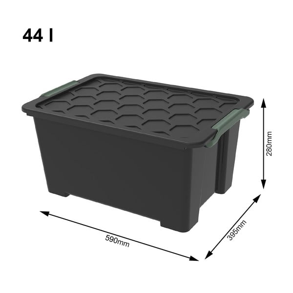 Sjajna crna plastična kutija za pohranu s poklopcem Evo Safe - Rotho-image-1