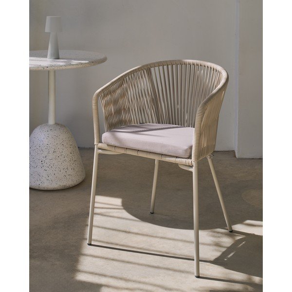 Krem metalna/podstavljena vrtna stolica Yanet – Kave Home-image-1