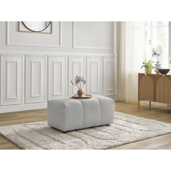 Svijetlo sivi tabure od bouclé tkanine Roxelane – Bobochic Paris-image-4