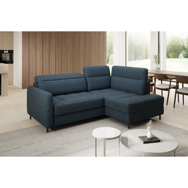 Plava baršunasti sklopiva/s prostorom za odlaganje kutna garnitura (s desnim kutom/u obliku slova L) Barea – ELTAP-image-3