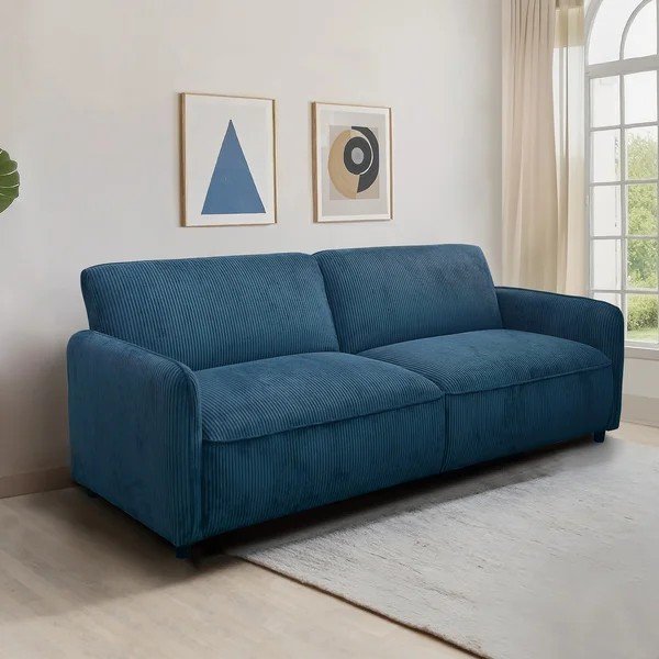Plava podesiva/sklopiva sofa od samta 209 cm Alicia – Støraa-image-1