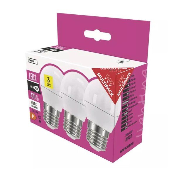 Neutralne LED žarulje u setu 3 kom E27, 5 W – EMOS-image-1