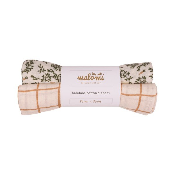 Pelene u setu bambusove 2 kom Green Floral – Malomi Kids-image-2