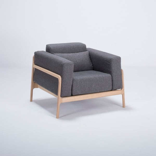 Fotelja od hrasta sa tamnosivim tekstilnim sjedalom Gazzda Fawn-image-2