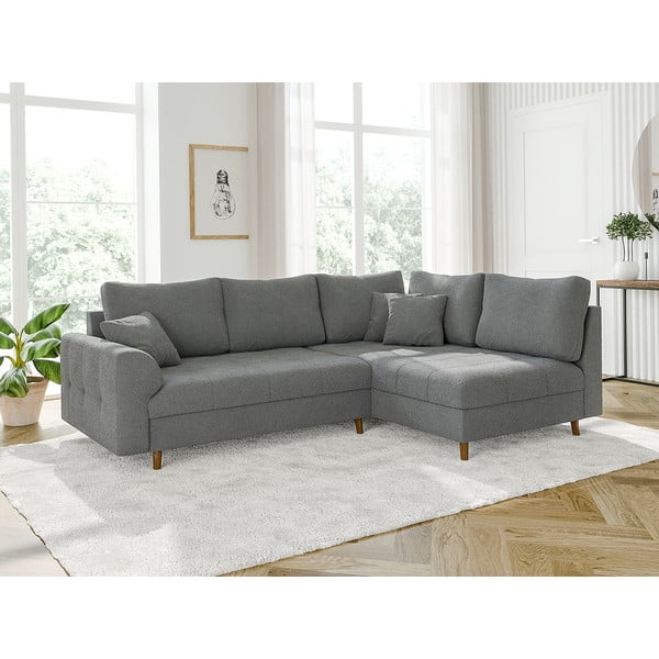 Siva kutna garnitura od bouclé tkanine (s desnim kutom/u obliku slova L) Ariella – Ropez-image-3