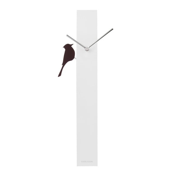Bijeli zidni sat Karlsson Woodpecker, dužine 60 cm