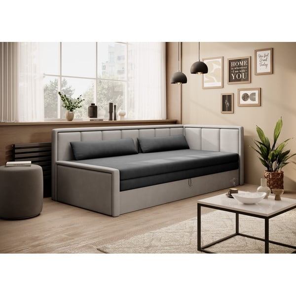 Siva sklopiva/s prostorom za odlaganje sofa od šenila 214 cm Fulgeo – ELTAP-image-1