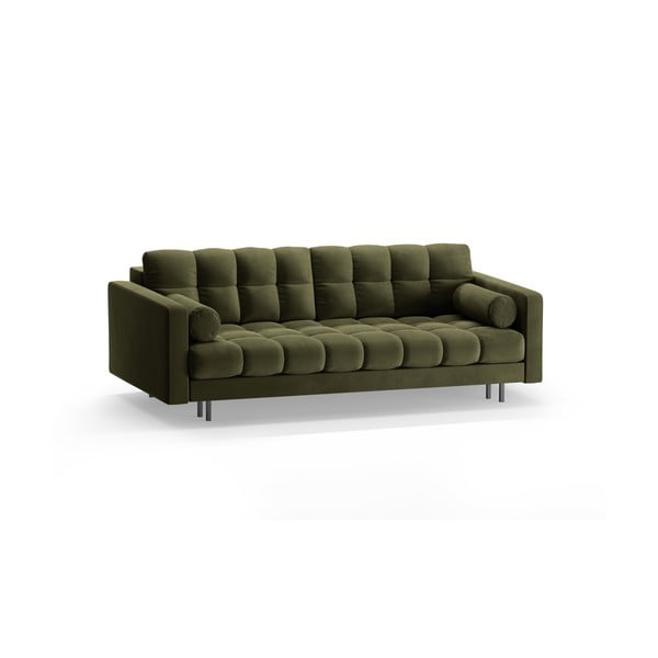 Zelena baršunasti sklopiva/s prostorom za odlaganje sofa 222 cm Bali – Cosmopolitan Design-image-3