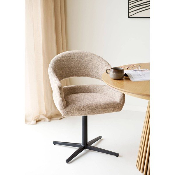 Bež podstavljena blagovaonska stolica s naslonima za ruke Dover – House Nordic-image-1