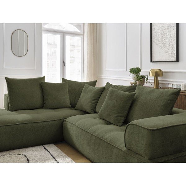 Zelena kutna garnitura od šenila (s lijevim kutom/u obliku slova L) Whesley – Bobochic Paris-image-4