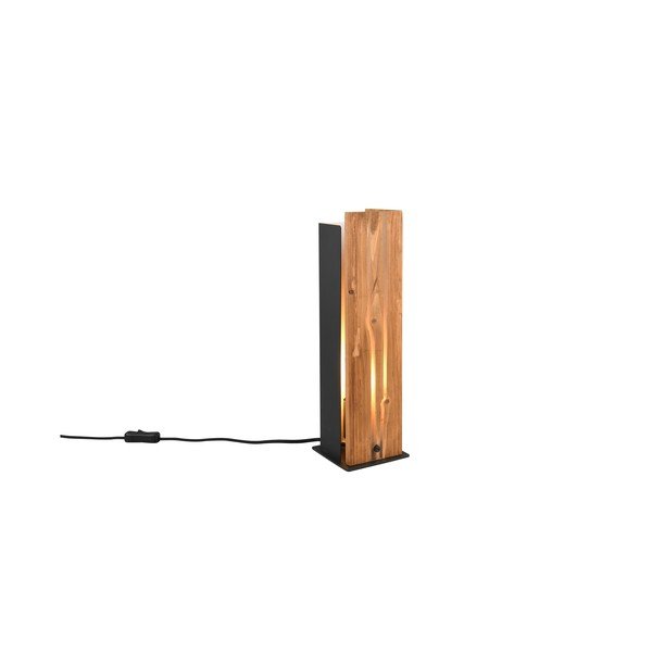 Crna/u prirodnoj boji stolna lampa s drvenim sjenilom (visina 40 cm) Karuni – Trio-image-4