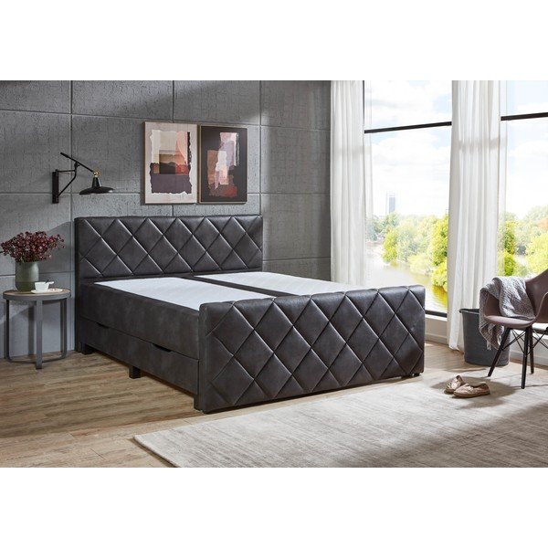 Crni boxspring krevet s prostorom za odlaganje 180x200 cm Chester – Rojaplast-image-1