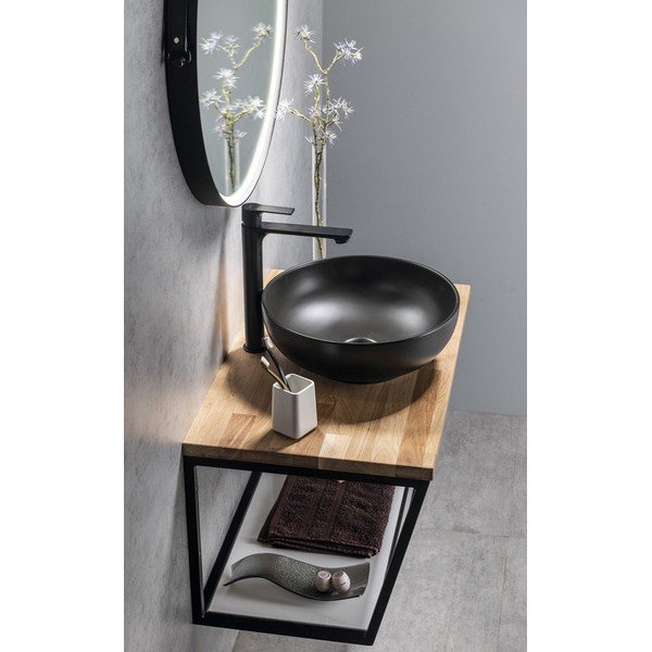 Mat crna stojeća slavina za umivaonik Pax – Sapho-image-3