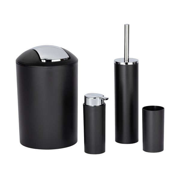 Crni plastičan set pribora za kupaonicu Calvo – Wenko