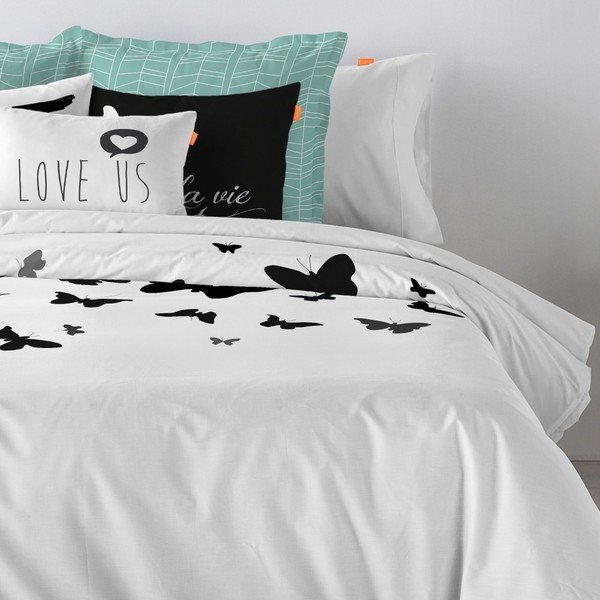 Blanc Butterflies pamučna navlaka za poplun, 200 x 200 cm-image-1