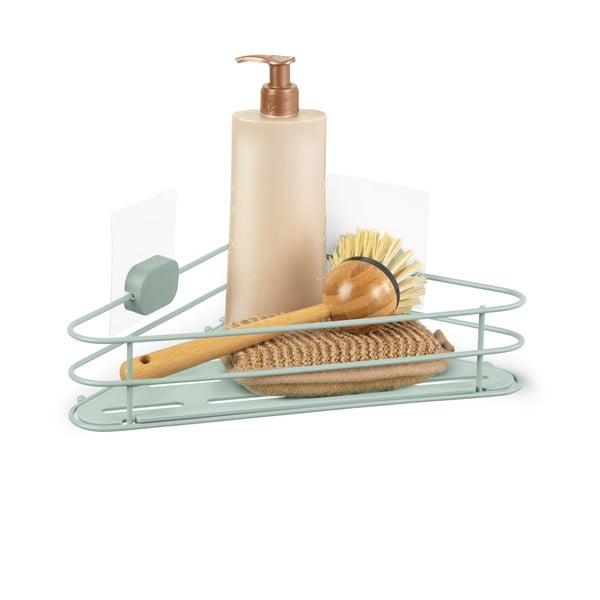 Zelena metalna samoljepljiva kupaonska polica kutna Grena – Compactor-image-3