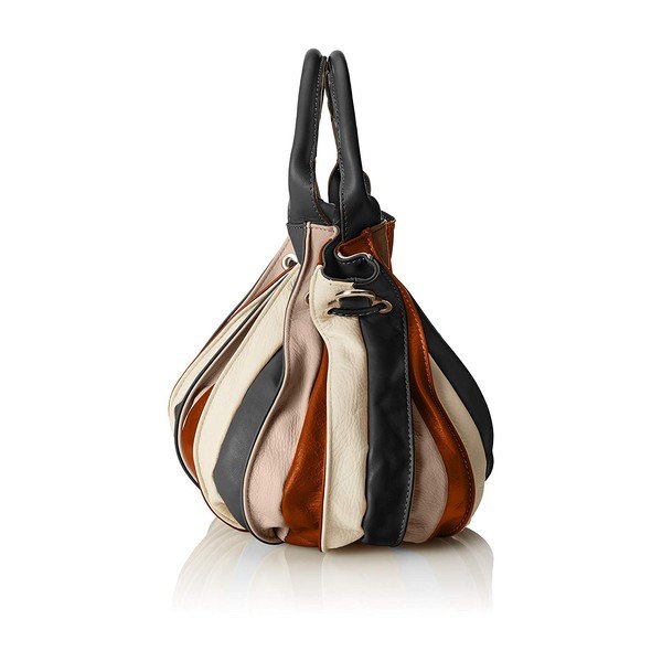 Karamel smeđe-crna kožna torba Chicca Borse Jenn-image-1