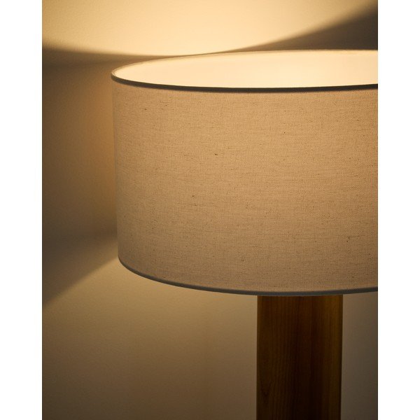 Bijela/smeđa stolna lampa od masivnog kaučuka s tekstilnim sjenilom (visina 48 cm) Niani – Kave Home-image-3