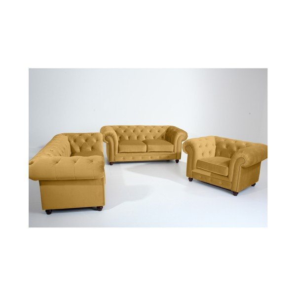 Žuta sofa Max Winzer Orleans Velvet, 196 cm-image-1
