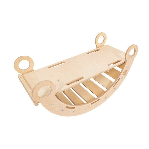 Ljuljačka od masivnog bora u prirodnoj boji 39x75x38 cm Montessori – Meowbaby
